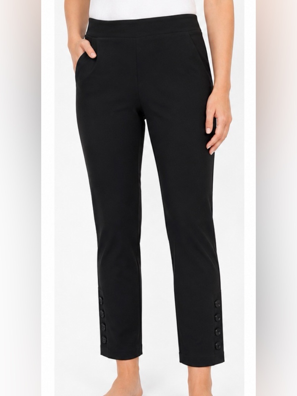 The Limited Black Slim Ankle Pants with Button Cuff - Picture 2 of 4